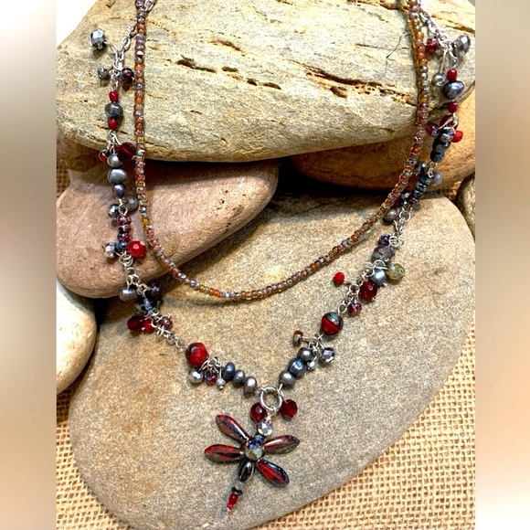 Czech Glass Dragonfly Necklace Duo - Picture 3 of 7